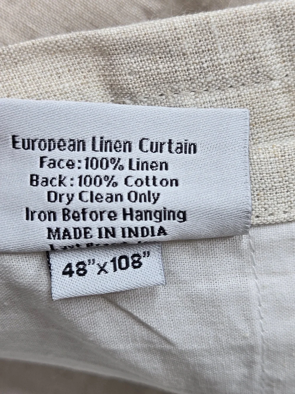 QUINCE Set Of 2 48x108 European Linen Curtains Flax 0052
